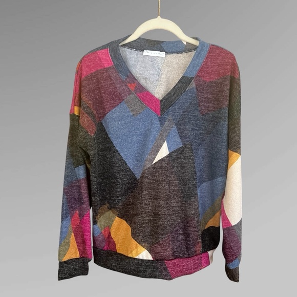Chris & Carol Sweaters - Chris & Carol Colorful Geometric Women's Sweater